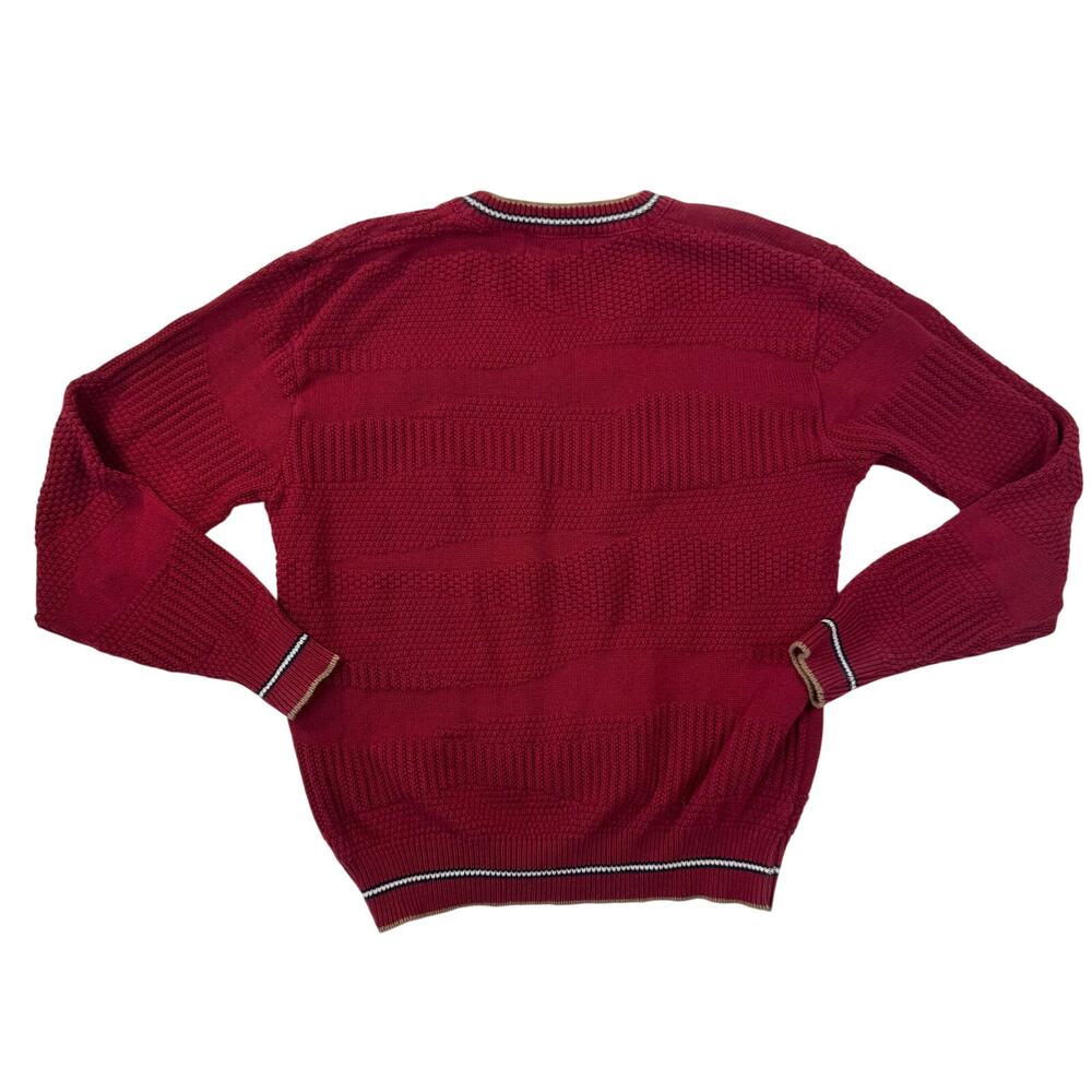 Vintage Golf Sweater Burgundy Red Knit V-Neck Embroidered Cotton USA Made Medium - Picture 3 of 13